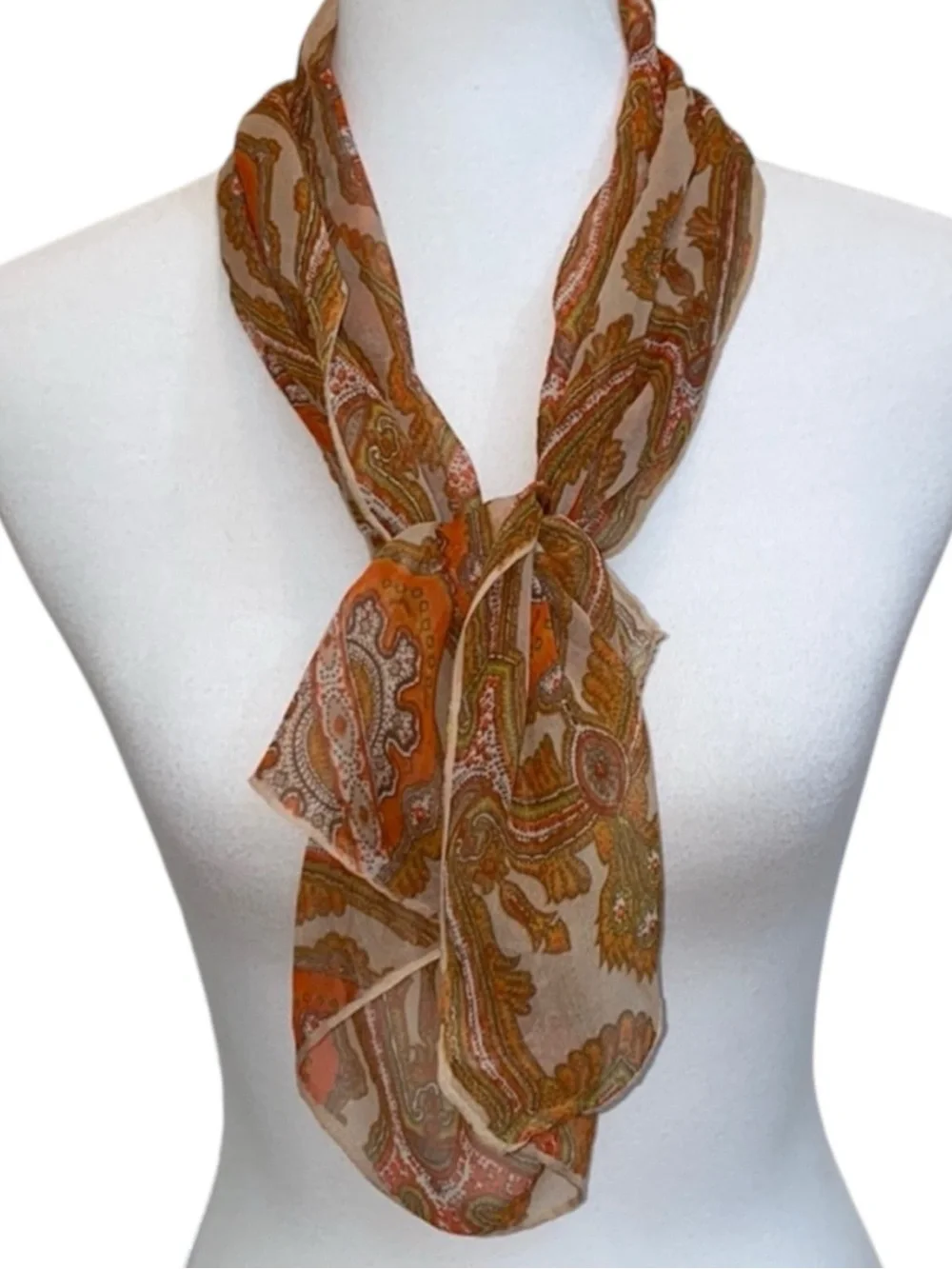 Vintage Glentex 100% Silk Scarf Japan Hand Rolled Floral Medallion 16 x 42